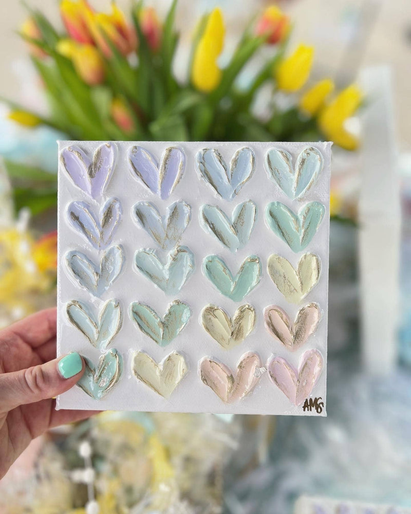 6x6 Pastel Heart Painting Canvas